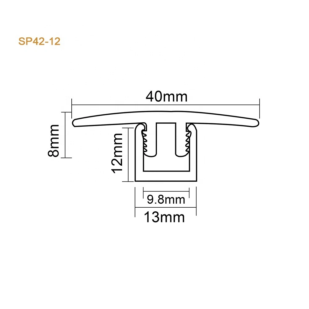 RT-SP42-12 HX Serie Kunststoff T Formung Flexible Boden Übergang Profil