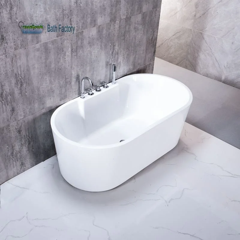 1600mm Center Drain Acrylic Simple Freestanding Oval Bathtub