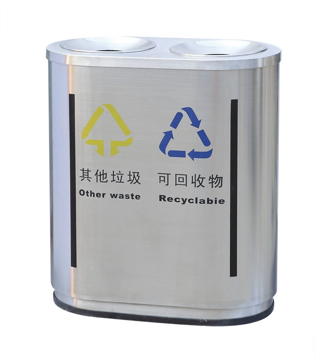 Waste Bin 4 Compatment Stainless Steel 4 in 1 for Airport