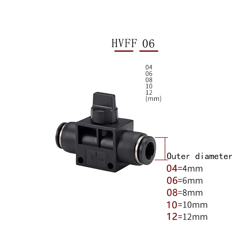 Pneumatic Quick Connector Hvff Hand Valve Quick Connect Plastic Manual Valve Hvff-4 6 8 10 12