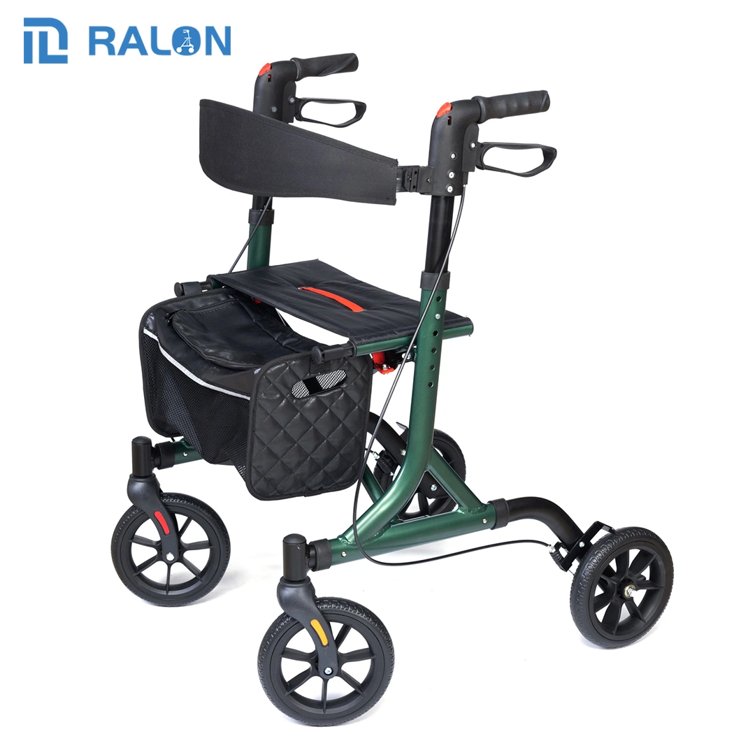 Foldable Easy to Storage Transport Aluminum Patient Home Care Rollator for Senior with Seat