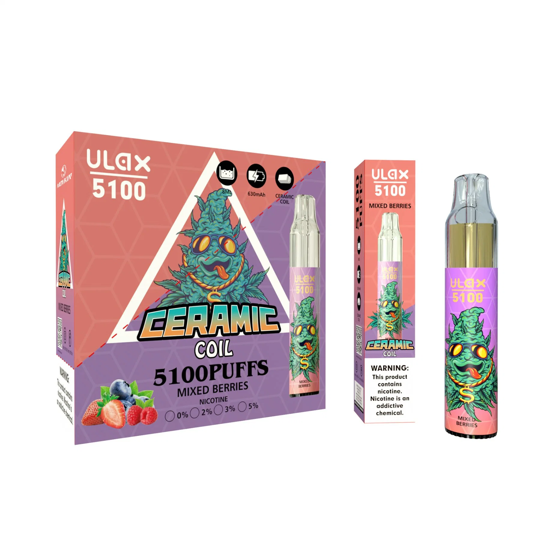 10ml Huile de la bobine en céramique Vape Randm jetables de lumière RVB Movkin Ulax 5100