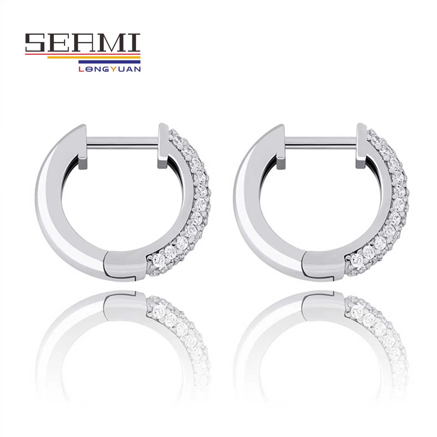 Elegante mujer 925 rosa chapado en oro Hot Diamond Hoop Pendientes