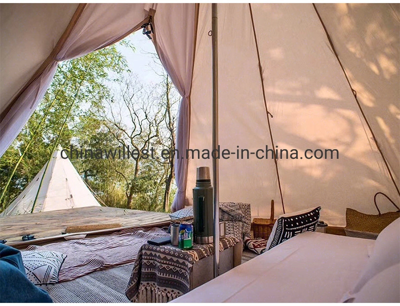 2021 Hight Quality Camping Tent Luxury Glamping 4m 5m Outdoor Cotton Canvas Towel Tent Bell Tent