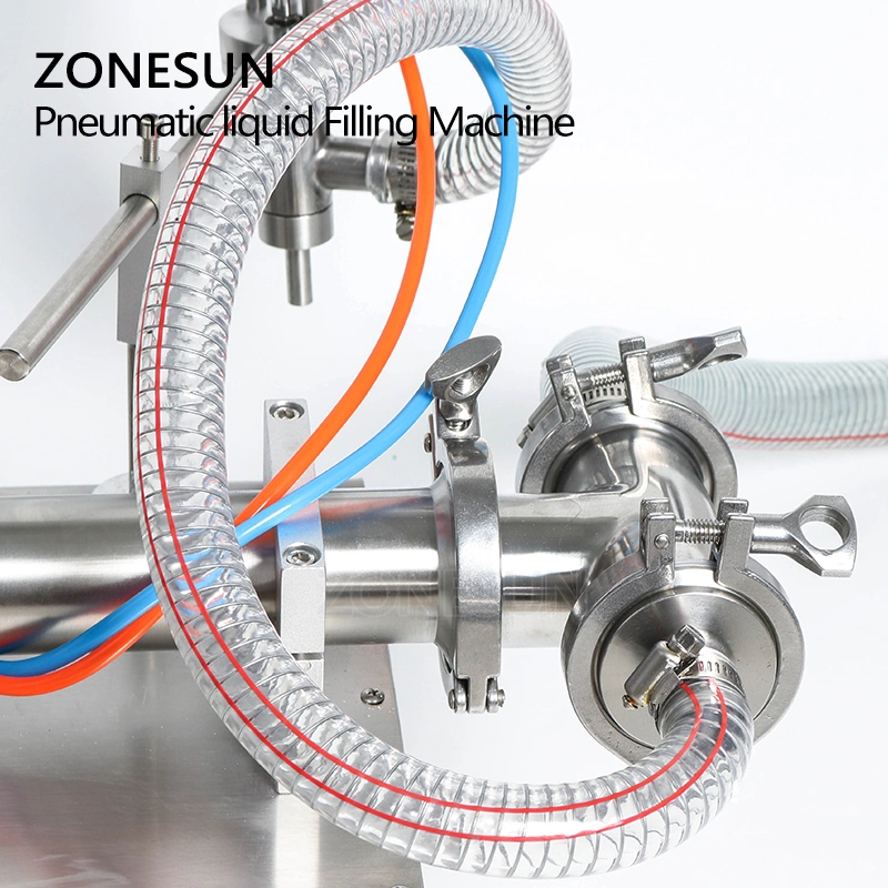 Zonesun 1000-5000ml Beverage Water Juice Soy Milk Essential Oil Toner Makeup Remover Hand Sanitizer Double Nozzle Pneumatic Filling Machine