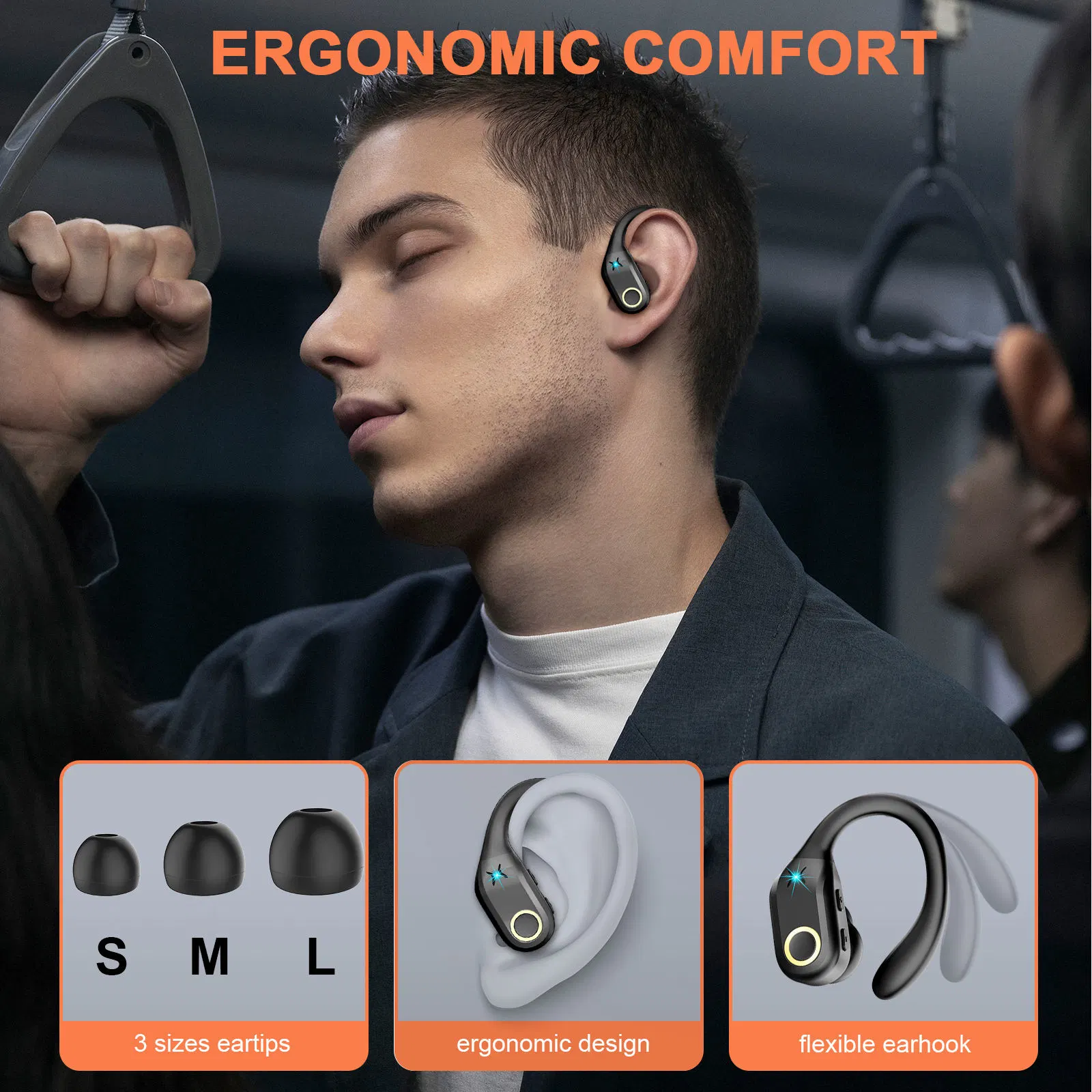 Auriculares de redução activa de ruído nos auriculares J10 TWS Sports Earphone ANC Auriculares estéreo NFC Bt5.2 sem fios com chamada ENC