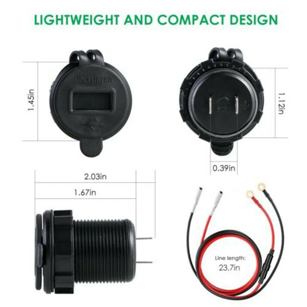 QC3,0 2USB 24V Motorrad Auto Zigarettenanzünder Buchse Ladegerät LCD Anzeigen