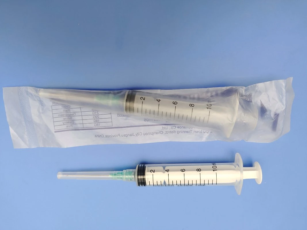 Disposable Sterilized Syringe 10ml, Luer Lock, with Needle 21g