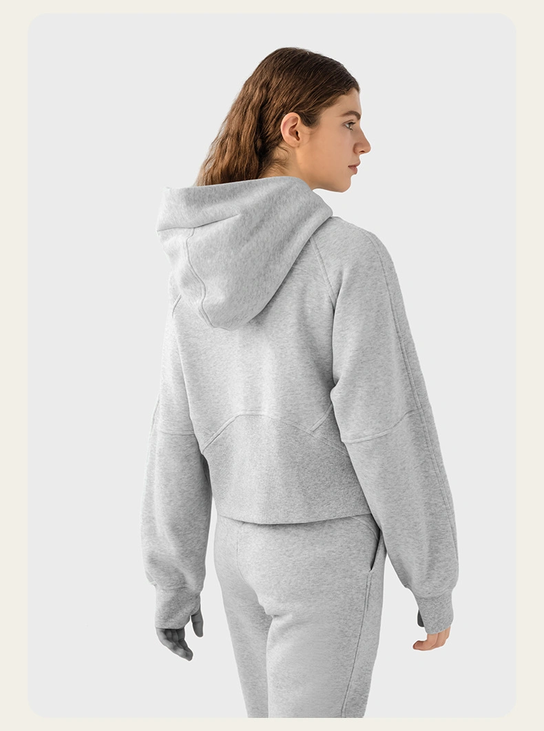 Sweatshirts com fecho até meio hoodies Cropped Hoodies Fleece para mulher com fecho até meio Camisolas pullover de outono 2023 vestuário de inverno