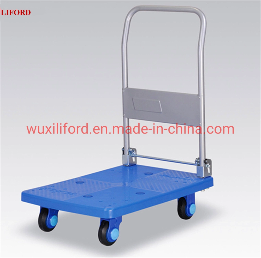 150kg 300kg Plastic Folding Platform Hand Trolley with 4-Wheel