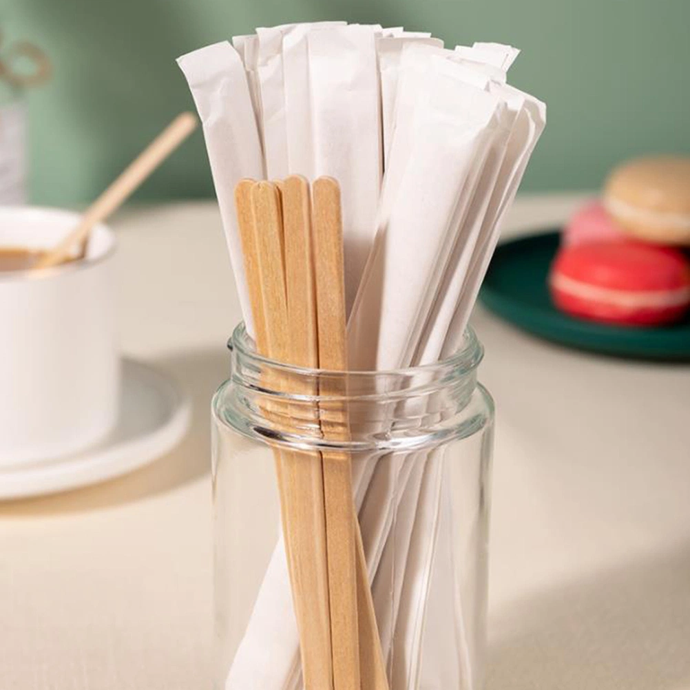 China Suppliers Disposable Wooden/ Bamboo Coffee Stirrer with Paper Wrapped