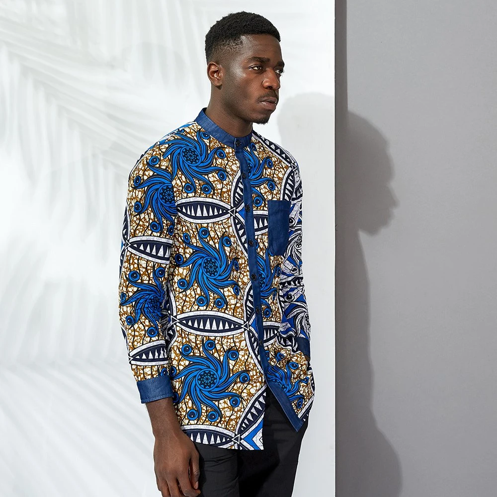 African Print Ethnic Style Men Long Sleeve Shirt Couple Wear