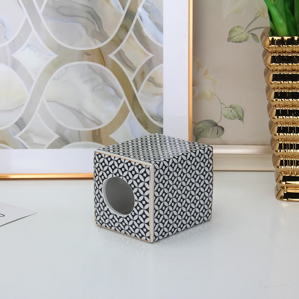 T017 Home Decor Modern Porcelain Black Square Tissue Box Elegant Ceramic Tissue Box Holder Wholesale/Supplier