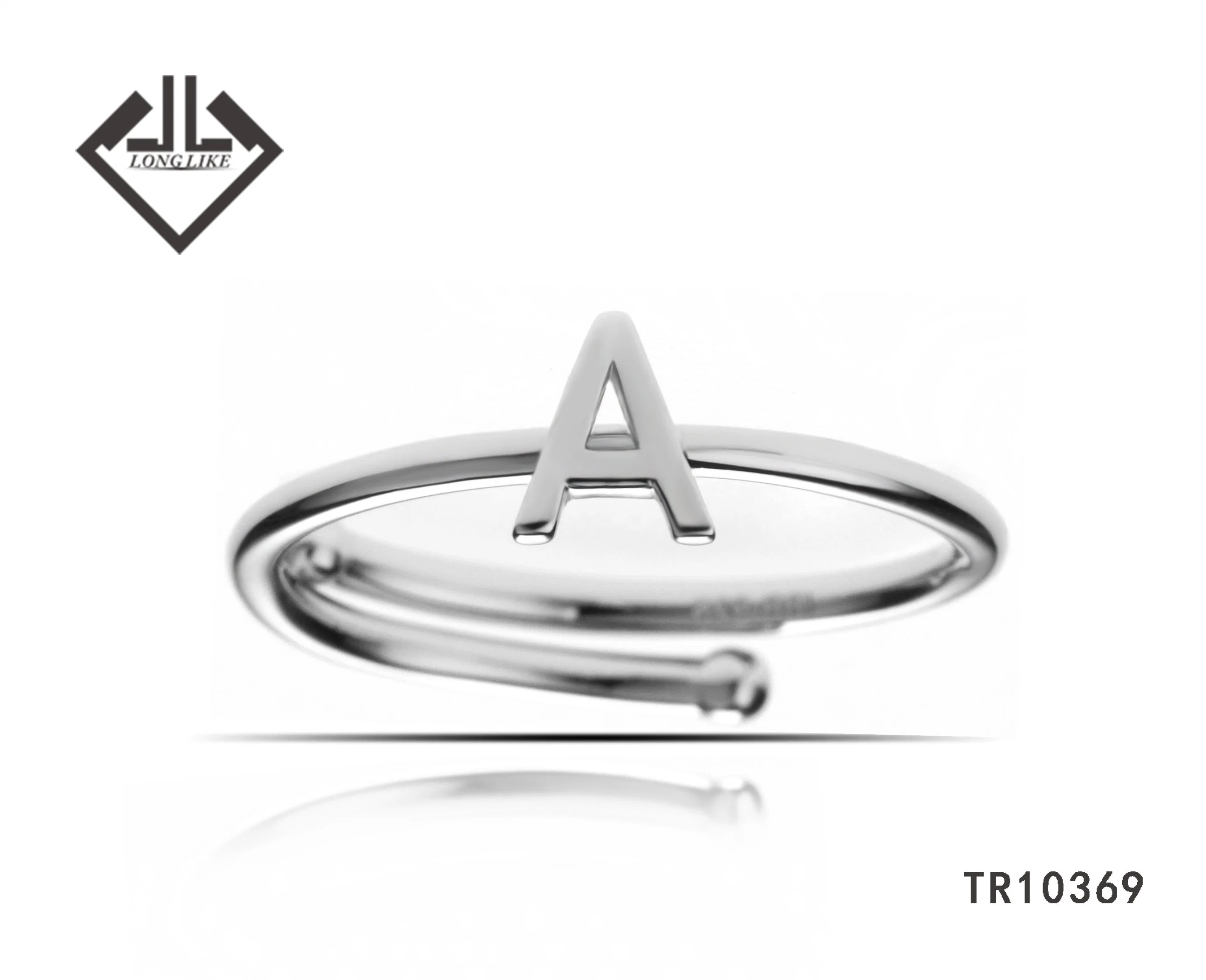 Moda Sterling Plata Joyería Alfabeto Carta anillo opable anillo ajustable