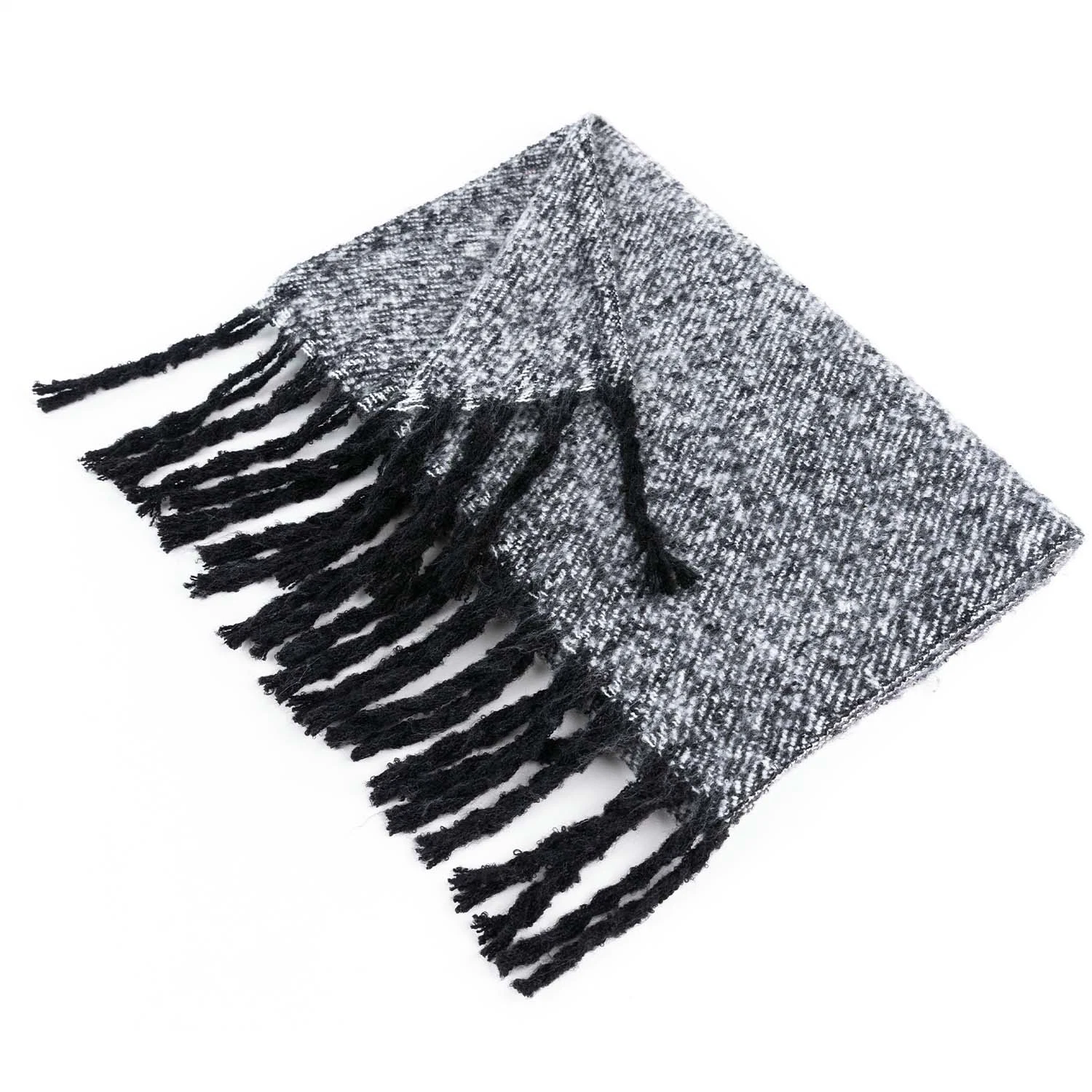 Lieferant Frauen Frühling Herbst Frauen Männer Zubehör Woven Schwarz / Weiß Quaste Solide Super Soft Classic Große Gemütliche Oversize Cappa Tippet Turban Cape Schal