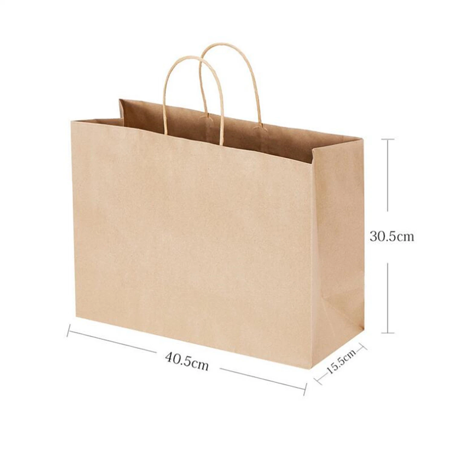 precio de fábrica de papel marrón de la estraza reciclable Bolsa con asa de cuerda de su logotipo mango plano la bolsa de papel Kraft