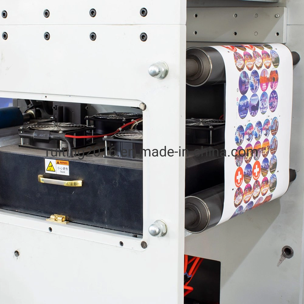 Rtry-320 6 Color Narrow Web Craft Paper Cutting Vertical Roll to Aluminum Foil Flexo Printing Press with 6 UV