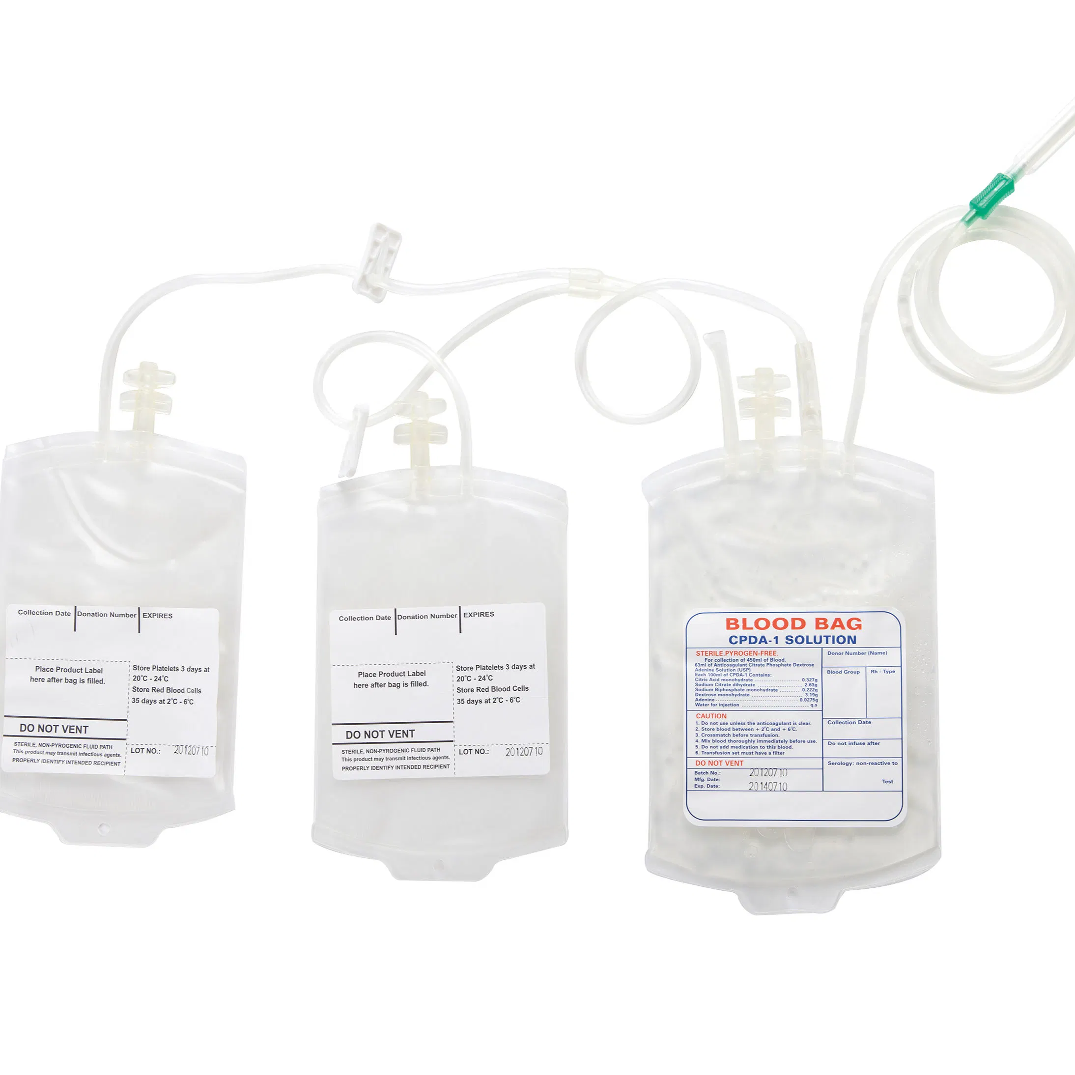 Single Doble múltiples médicos estériles infusión descartables bolsas de sangre 250ML 300ML 350ml 450 ml 500ml