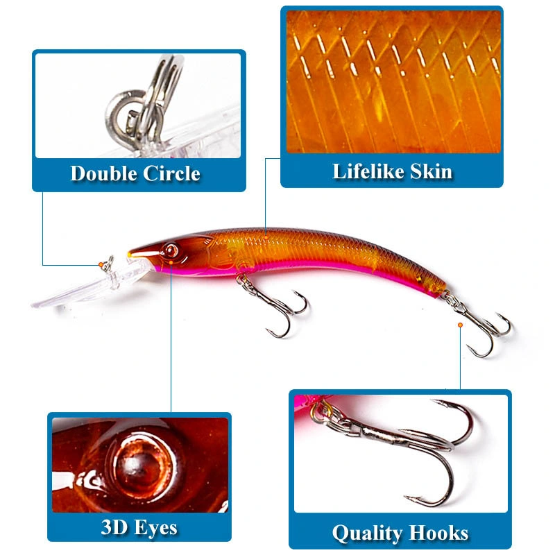 Conjunto de perfuma de ondulantes artificiais 155mm 15.5g de pesca com natação marítima Kit Lure Deep Minnow Lure