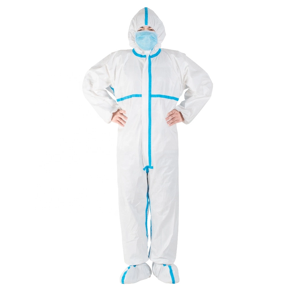 Factory Price White Type 5 Type 6 Protective Clothing Disposable Hooded Microporous Coveralls/Cleanroom/Cheap/PPE Coverall Suit/Medical/Isolation