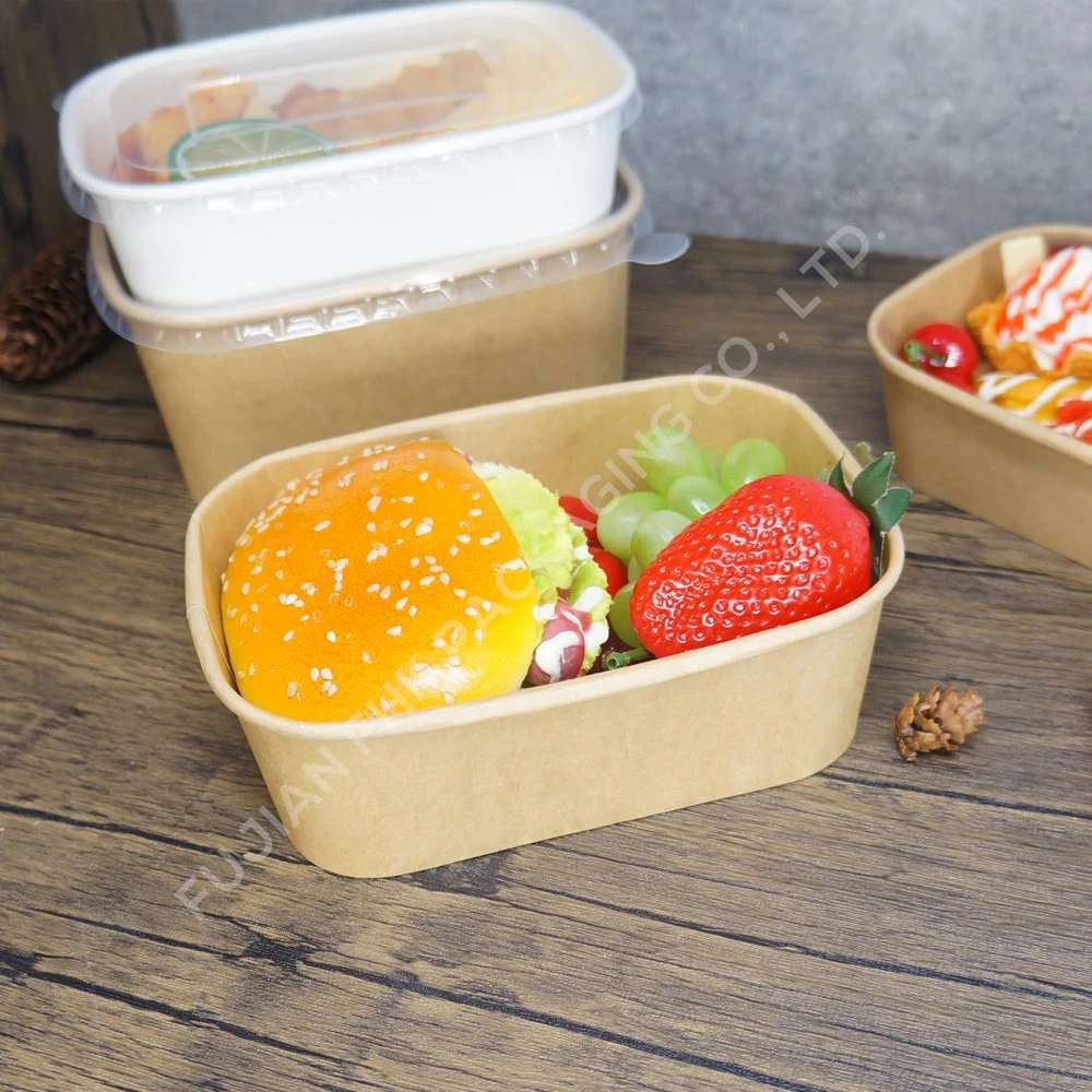 FDA/EU Approval Biodegradable Custom Kraft Paper Bowl Food Package Cheap Price Square Salad Bowls