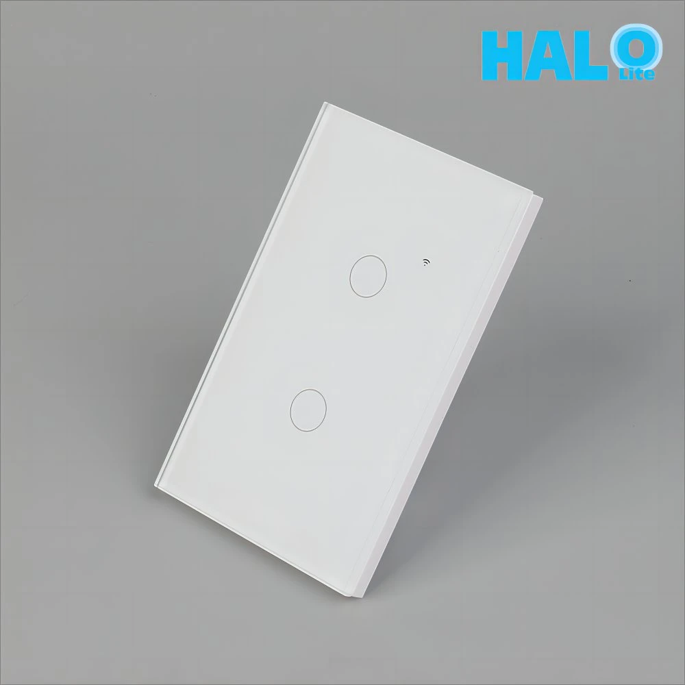 Halolite Us Smart Wall Touch Switch APP Control por Tuya O Smart Life y control de voz por Google Assistant y. Amazon Alexa 2 Gang