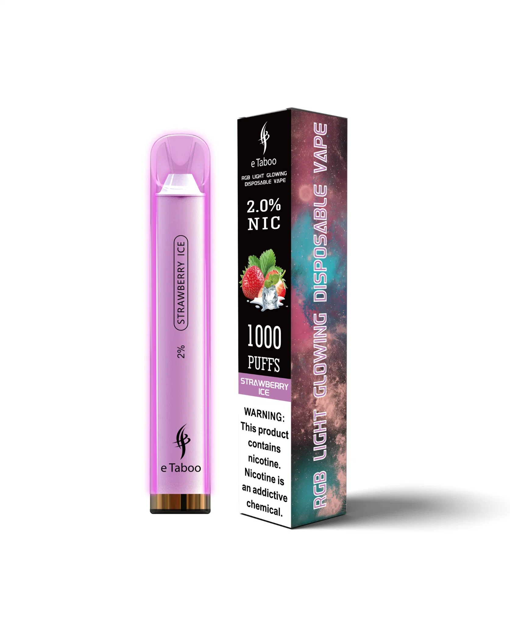 Private Label Vape Fashion Design Etaboo RGB 1000 Puffs Glow Bar E Cigarette New Cartridge