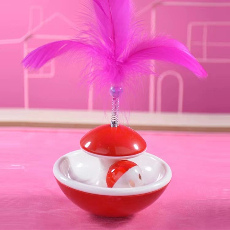 Kinpack Cat Tumbler Toy Fun Feather with Sound Small Bell Ball Amusing Cat Toy