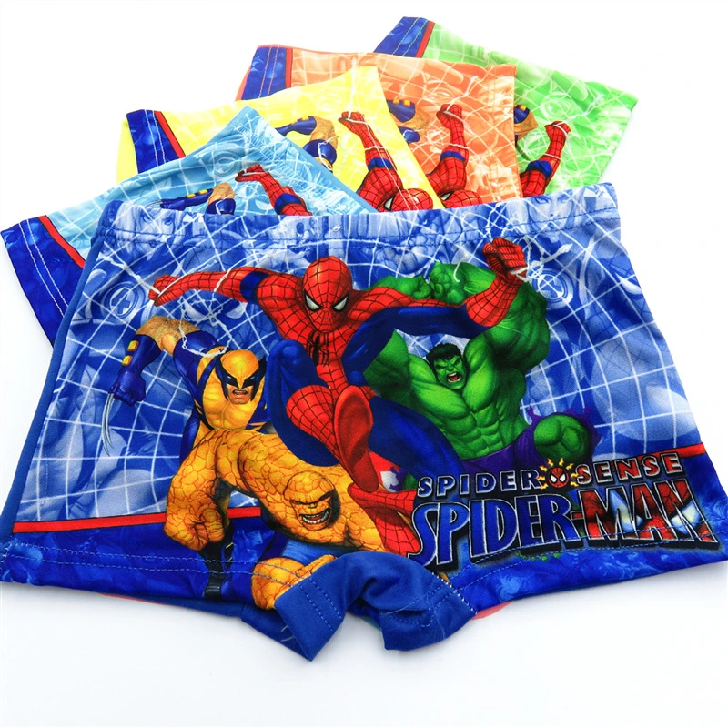 2: Cartoon Boy Briefs Boxers leite Silk Kids Spiderman Girl 5-set Calças de protecção