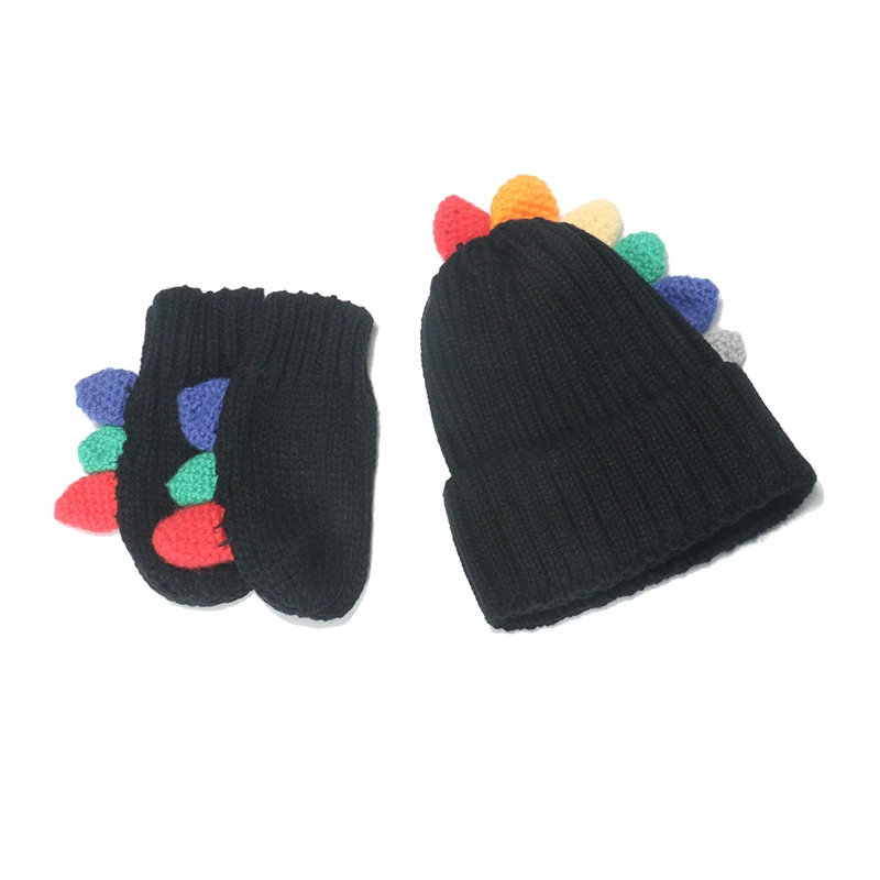 Gorro de punto para niños conjunto Guantes Cartoon invierno caliente Gorra para sombreros de moda para niñas