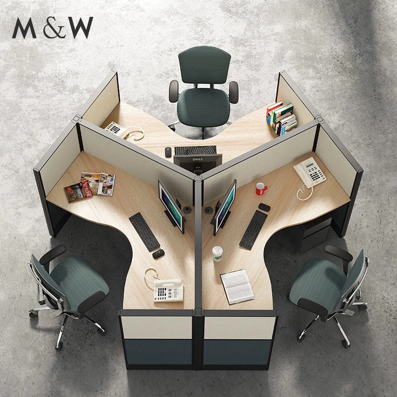 Brand New Workstation Design Computer Desk 3 Person Work Table Station Office Furniture