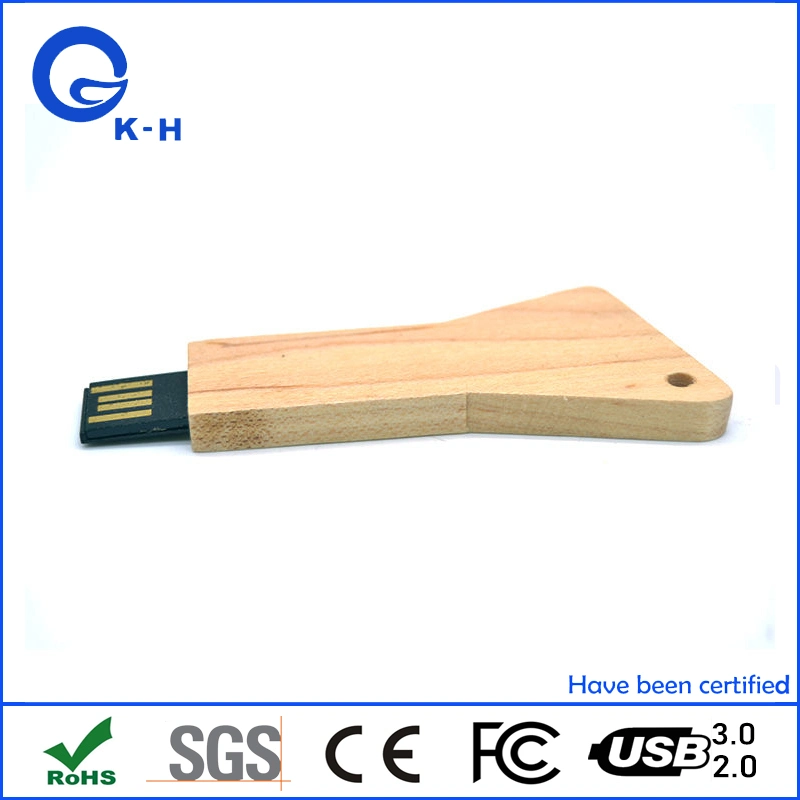 Triangle Wooden Key Shape USB Flash Memory Drive 16GB 32GB 64GB