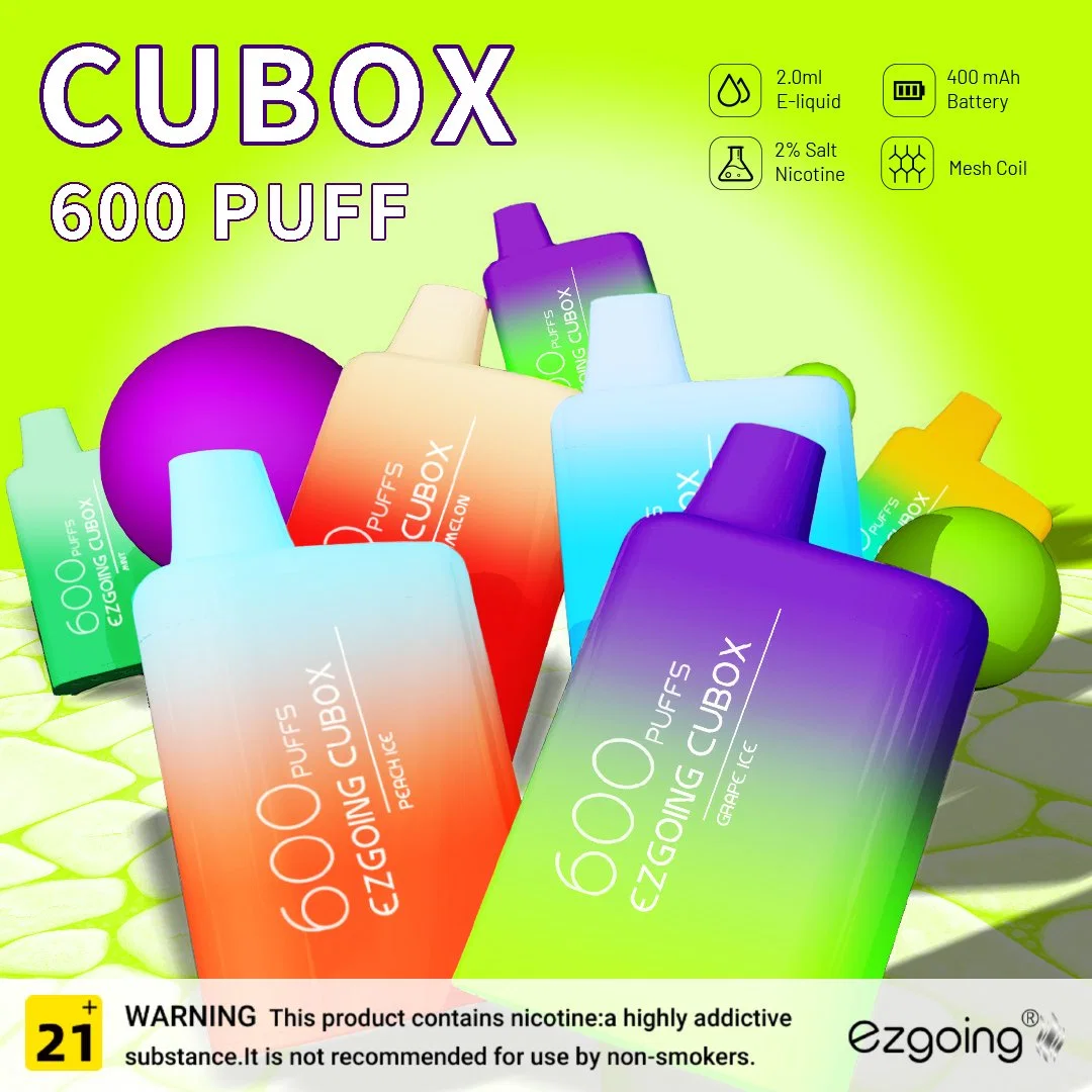 Wholesale Shenzhen Mini Disposable Ezgoing Cubox 600 Puffs Pod Electric Cigarette Flavors Customized