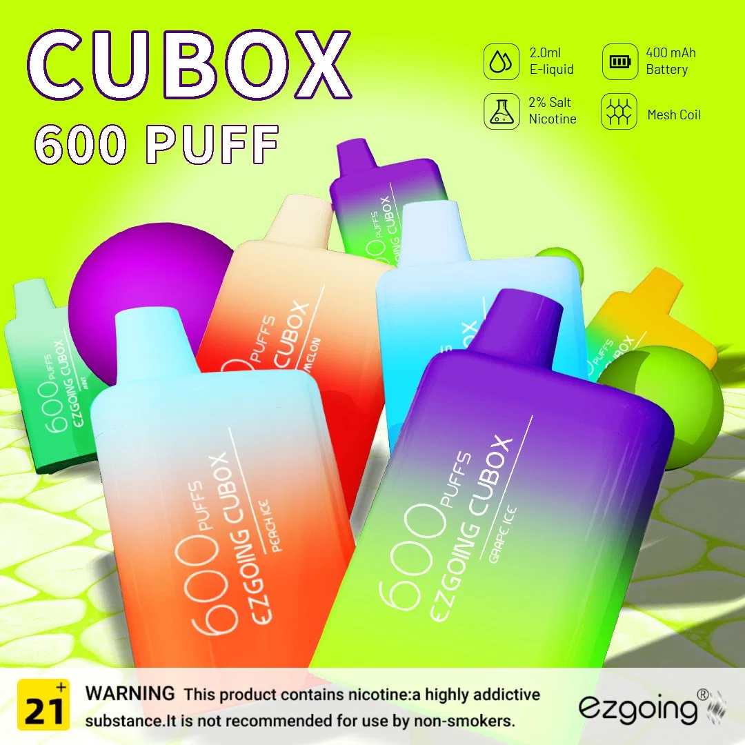 Wholesale/Supplier Shenzhen Mini Disposable Ezgoing Cubox 600 Puffs Pod Electric Cigarette Flavors Customized