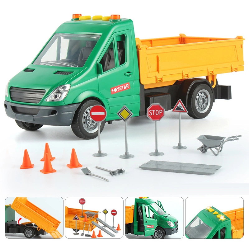 Administración de carreteras Regalo de vehículos de poder de fricción para niños Baby Toys camión de construcción con música y luz