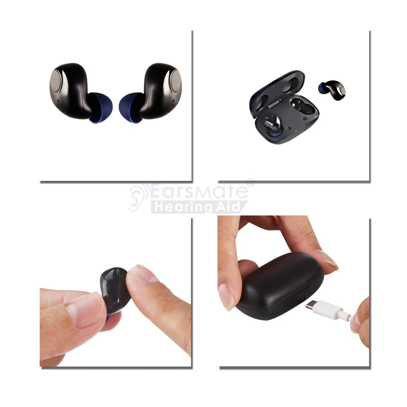 Best Rechargeable Hearing Aid Mini in Ear Pocket Non Programmabl Analog Hearing Aid Voice Sound Amplifier Li Battery Device Machine G18 Earsmate