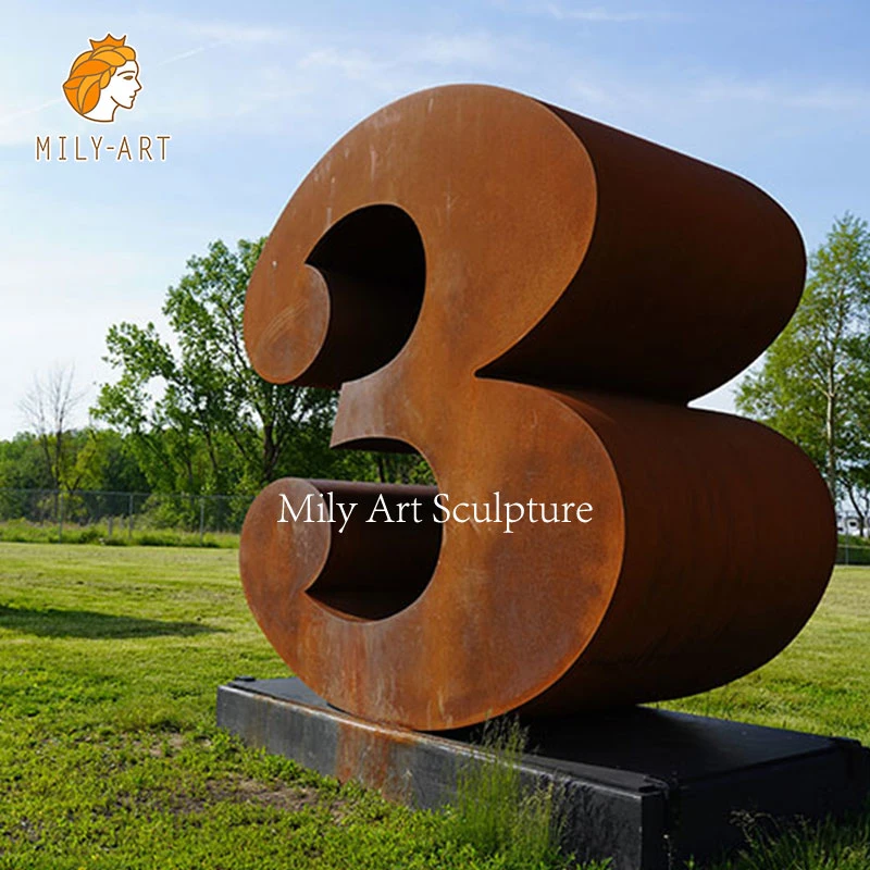 Large Outdoor Metal Corten Steel Number Sculpture for Decoration