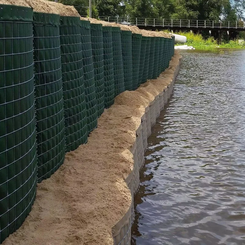 Emergency Flood Barrier Fence Welded Mesh Galvanized Square Hole Hesco Mil3 Defence Barrier 5mm Explosion Proof Wall