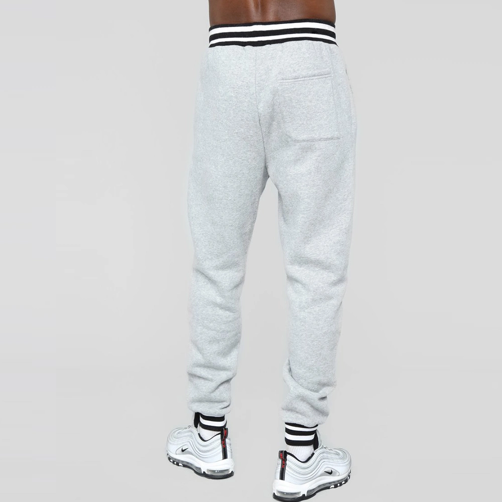 Drawstring Ribbed Waistband Striped Hem Jogger Pants Mens