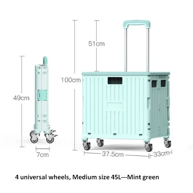 Wholesale China Factory Folding Plastic Cart Durable Foldable Shopping Basket Trolleys