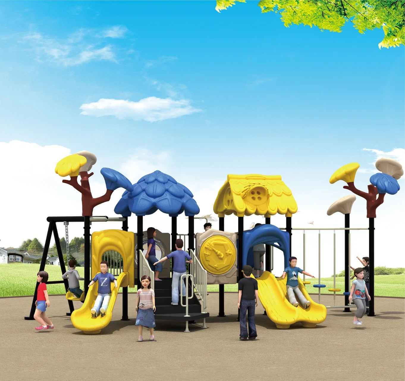 Kundengebundene Kleine Kinder Outdoor Spielplatz Ausrüstung, China Vorschule Outdoor Kunststoff Spiel-Set