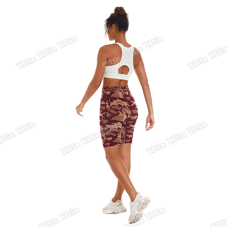 Ioga de running OEM High Waist Fitness Sports Wear Pocket para mulher Usa calções