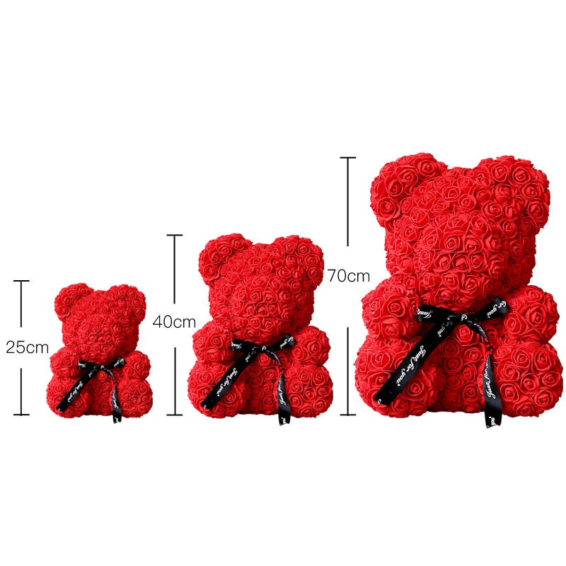 Espuma artificial quente de 25 cm, Teddy Bear Rose Bear Flower