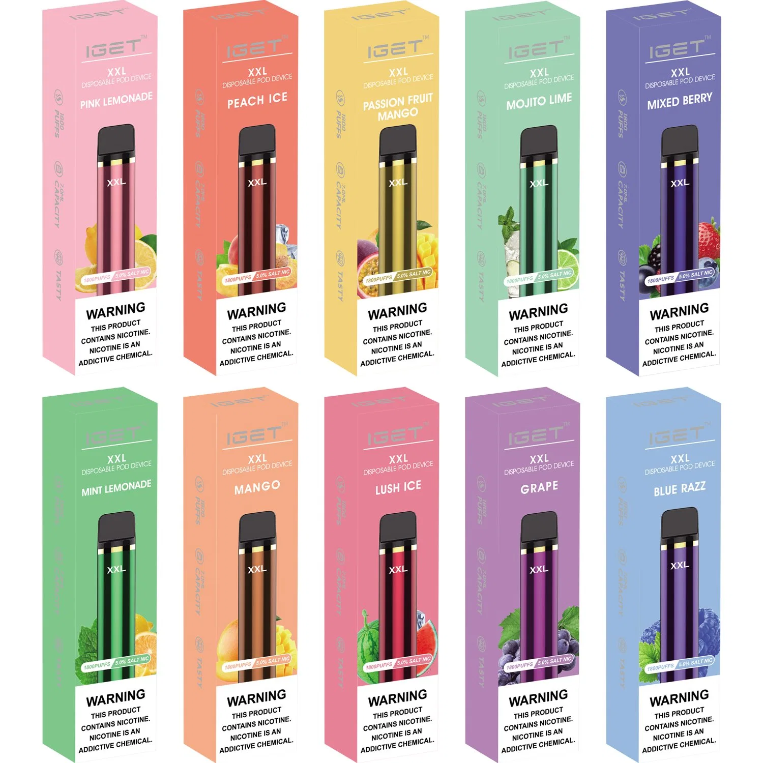 Hot Selling Disposable/Chargeable Vape Pen Iget XXL 1800 Puffs E Cigarette Vaporizer Pen
