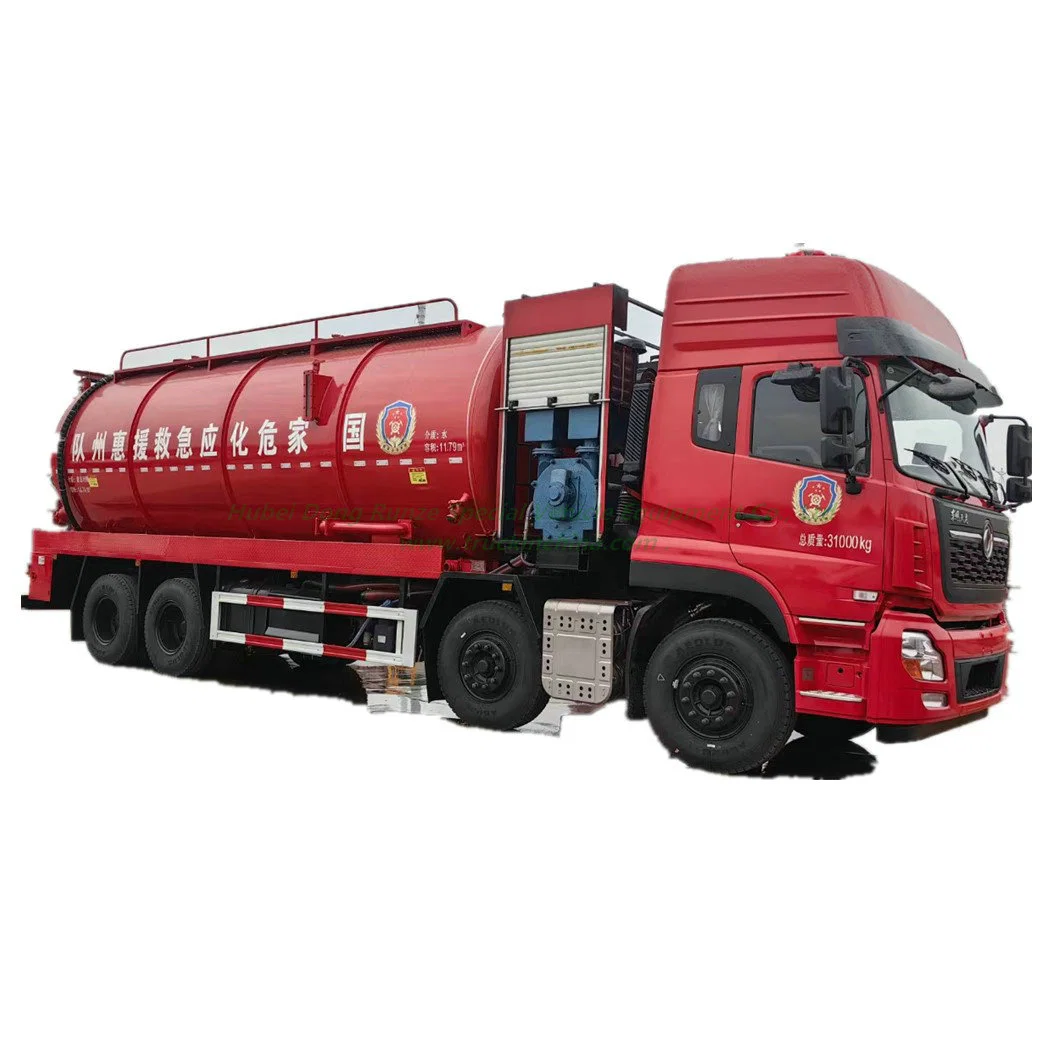 Dongfeng 12 Wheels Vacuum Hydro Excavation Vehicle Combined Sewer Suction Jetting Truck (14m3 Sewage+11m3 Clean Water)