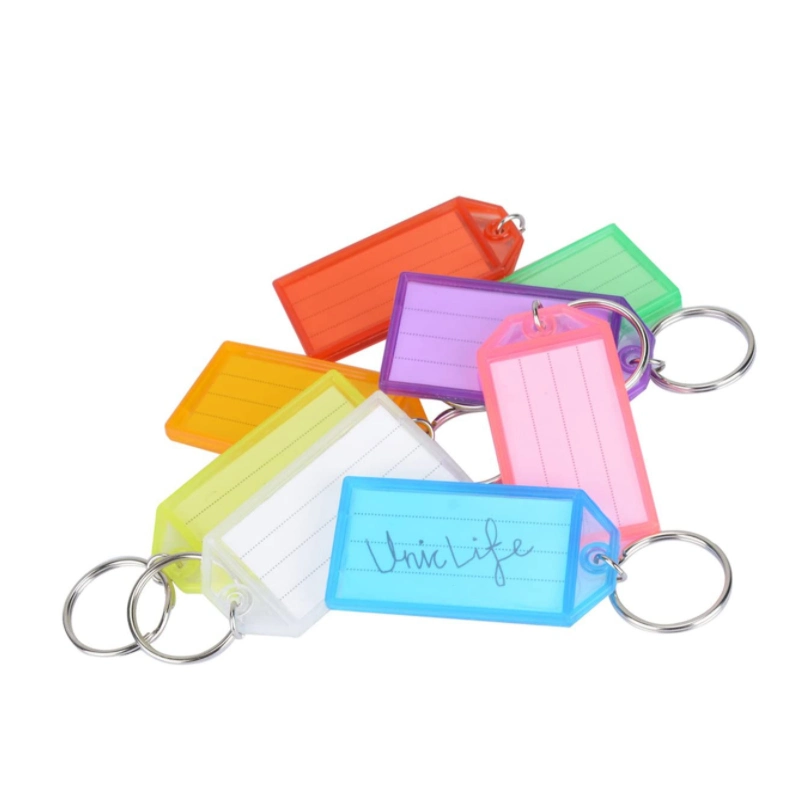 Tough Plastic Flip Key Tags with Split Ring Label Window Keychain Tag Waterproof Plastic Key Tag