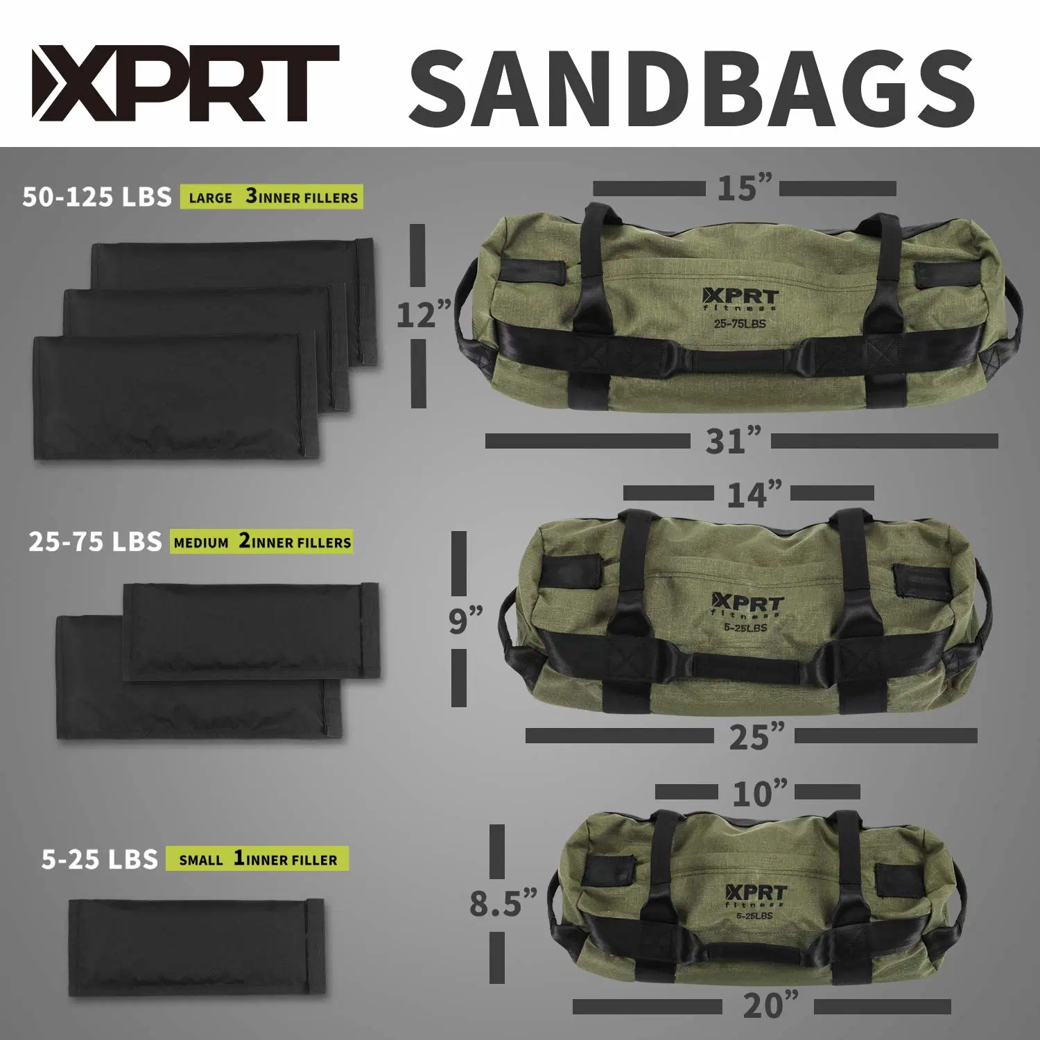 Fitness Workout for Heavy Duty Workout Cross Training 7 Multi-Positional Handles Sand Bag