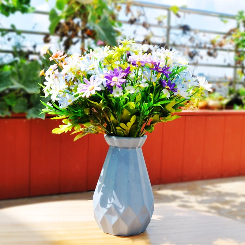 Frosting Blue Grace Wide Mouth Color Decoration Glass Vase for Flower
