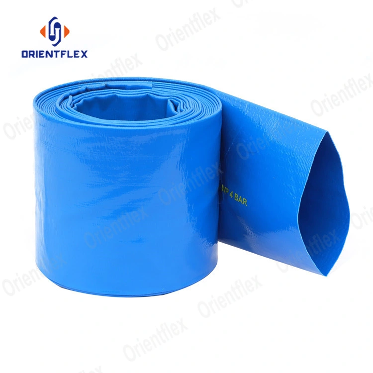 Irrigação 1 2 3 6 8 10 12 polegada colapsável Vinil azul de alta pressão, resistente, em PVC, sobre água plana Bomba Pool descarga Jardim Sunny Layflat mangueira de água