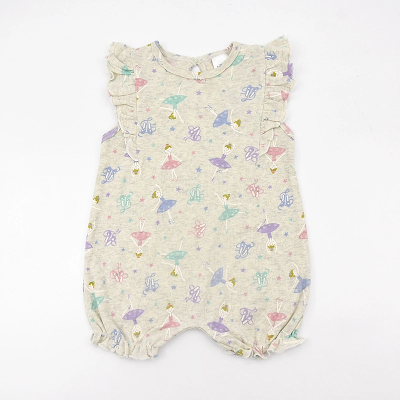 Экологически чистый материал Super Soft Cotton Plain и индивидуальный дизайн Ruffle Sleeves Детские ромы и одежда
